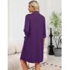 Ekouaer Zipper Robes for Women 3/4 Sleeve Housecoats Knee Length Bathrobe Lightweight Nightgown with Pockets S-3XL(Purple)