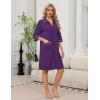 Ekouaer Zipper Robes for Women 3/4 Sleeve Housecoats Knee Length Bathrobe Lightweight Nightgown with Pockets S-3XL(Purple)
