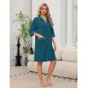 Ekouaer Zipper Robes for Women 3/4 Sleeve Housecoats Knee Length Bathrobe Lightweight Nightgown with Pockets S-3XL(Turquoise)