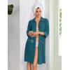 Ekouaer Zipper Robes for Women 3/4 Sleeve Housecoats Knee Length Bathrobe Lightweight Nightgown with Pockets S-3XL(Turquoise)