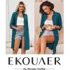 Ekouaer Zipper Robes for Women 3/4 Sleeve Housecoats Knee Length Bathrobe Lightweight Nightgown with Pockets S-3XL(Turquoise)