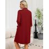Ekouaer Zipper Robes for Women 3/4 Sleeve Housecoats Knee Length Bathrobe Lightweight Nightgown with Pockets S-3XL(Wine Red)