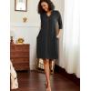 Ekouaer Zipper Robes for Women 3/4 Sleeve Waffle Knit Bathrobe Lightweight Short Housecoat with Pockets Soft Loungewear S-3XL(Black)