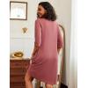 Ekouaer Zipper Robes for Women 3/4 Sleeve Waffle Knit Bathrobe Lightweight Short Housecoat with Pockets Soft Loungewear S-3XL(Caramel)
