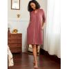 Ekouaer Zipper Robes for Women 3/4 Sleeve Waffle Knit Bathrobe Lightweight Short Housecoat with Pockets Soft Loungewear S-3XL(Caramel)