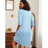 Ekouaer Zipper Robes for Women 3/4 Sleeve Waffle Knit Bathrobe Lightweight Short Housecoat with Pockets Soft Loungewear S-3XL(Clear Blue)