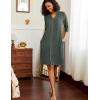 Ekouaer Zipper Robes for Women 3/4 Sleeve Waffle Knit Bathrobe Lightweight Short Housecoat with Pockets Soft Loungewear S-3XL(Dark Green)