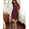 Ekouaer Zipper Robes for Women 3/4 Sleeve Waffle Knit Bathrobe Lightweight Short Housecoat with Pockets Soft Loungewear S-3XL(Dark Red)