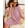 Ekouaer Zipper Robes for Women 3/4 Sleeve Waffle Knit Bathrobe Lightweight Short Housecoat with Pockets Soft Loungewear S-3XL(Mauve)