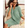 Ekouaer Zipper Robes for Women 3/4 Sleeve Waffle Knit Bathrobe Lightweight Short Housecoat with Pockets Soft Loungewear S-3XL(Mint Green)