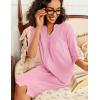 Ekouaer Zipper Robes for Women 3/4 Sleeve Waffle Knit Bathrobe Lightweight Short Housecoat with Pockets Soft Loungewear S-3XL(Pink)