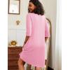 Ekouaer Zipper Robes for Women 3/4 Sleeve Waffle Knit Bathrobe Lightweight Short Housecoat with Pockets Soft Loungewear S-3XL(Pink)