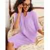 Ekouaer Zipper Robes for Women 3/4 Sleeve Waffle Knit Bathrobe Lightweight Short Housecoat with Pockets Soft Loungewear S-3XL(Purple)