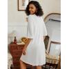Ekouaer Zipper Robes for Women 3/4 Sleeve Waffle Knit Bathrobe Lightweight Short Housecoat with Pockets Soft Loungewear S-3XL(White)