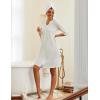 Ekouaer Zipper Robes for Women 3/4 Sleeve Waffle Knit Bathrobe Lightweight Short Housecoat with Pockets Soft Loungewear S-3XL(White)
