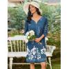 Ekouaer Zipper Robes for Women 3/4 Sleeves Housecoat Soft Nightgowns Sleepwear Mumu House Dresses with Pockets S-3XL(Blue White Floral)