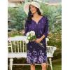 Ekouaer Zipper Robes for Women 3/4 Sleeves Housecoat Soft Nightgowns Sleepwear Mumu House Dresses with Pockets S-3XL(Deep Purple Floral)