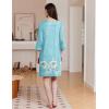 Ekouaer Zipper Robes for Women 3/4 Sleeves Housecoat Soft Nightgowns Sleepwear Mumu House Dresses with Pockets S-3XL(Green White Floral)