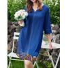 Ekouaer Zipper Robes for Women 3/4 Sleeves Housecoat Soft Nightgowns Sleepwear Mumu House Dresses with Pockets S-3XL(Mandola)