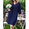 Ekouaer Zipper Robes for Women 3/4 Sleeves Housecoat Soft Nightgowns Sleepwear Mumu House Dresses with Pockets S-3XL(Navy Blue)