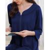Ekouaer Zipper Robes for Women 3/4 Sleeves Housecoat Soft Nightgowns Sleepwear Mumu House Dresses with Pockets S-3XL(Navy Blue)