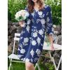 Ekouaer Zipper Robes for Women 3/4 Sleeves Housecoat Soft Nightgowns Sleepwear Mumu House Dresses with Pockets S-3XL(Paisley)