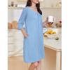 Ekouaer Zipper Robes for Women 3/4 Sleeves Housecoat Soft Nightgowns Sleepwear Mumu House Dresses with Pockets S-3XL(Sky Blue)