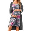 Ekouaer Women Lace Maternity Nursing Gown and 3/4 Sleeve Robe Set Double Layer Breastfeeding Nightgown Slip Dress & Bathrobe(Dark Grey Floral)