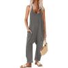 Ekouaer Womens Jumpsuit Sleeveless Casual Summer Overalls Jumpers Spaghetti Strap Baggy Long Pants Rompers with Pockets(Darkgrey)