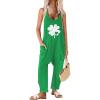 Ekouaer Womens Jumpsuit Sleeveless Casual Summer Overalls Jumpers Spaghetti Strap Baggy Long Pants Rompers with Pockets(Festival St Patrick’s Day)