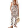 Ekouaer Womens Jumpsuit Sleeveless Casual Summer Overalls Jumpers Spaghetti Strap Baggy Long Pants Rompers with Pockets(Floral Blue Orange Begie)