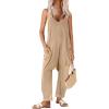 Ekouaer Womens Jumpsuit Sleeveless Casual Summer Overalls Jumpers Spaghetti Strap Baggy Long Pants Rompers with Pockets(Khaki)