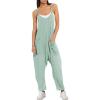 Ekouaer Womens Jumpsuit Sleeveless Casual Summer Overalls Jumpers Spaghetti Strap Baggy Long Pants Rompers with Pockets(Sage)