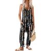 Ekouaer Womens Jumpsuit Sleeveless Casual Summer Overalls Jumpers Spaghetti Strap Baggy Long Pants Rompers with Pockets(Tie-dye Black White)