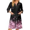 Ekouaer Zipper Robes for Women 3/4 Sleeve Housecoats Knee Length Bathrobe Lightweight Nightgown with Pockets S-3XL(Cherry Blossoms)