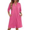 Ekouaer Zipper Robes for Women 3/4 Sleeve Waffle Knit Bathrobe Lightweight Short Housecoat with Pockets Soft Loungewear S-3XL(Peach)