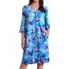 Ekouaer Zipper Robes for Women 3/4 Sleeves Housecoat Soft Nightgowns Sleepwear Mumu House Dresses with Pockets S-3XL(Floral Blue)