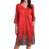 Ekouaer Zipper Robes for Women 3/4 Sleeves Housecoat Soft Nightgowns Sleepwear Mumu House Dresses with Pockets S-3XL(Floral Red)