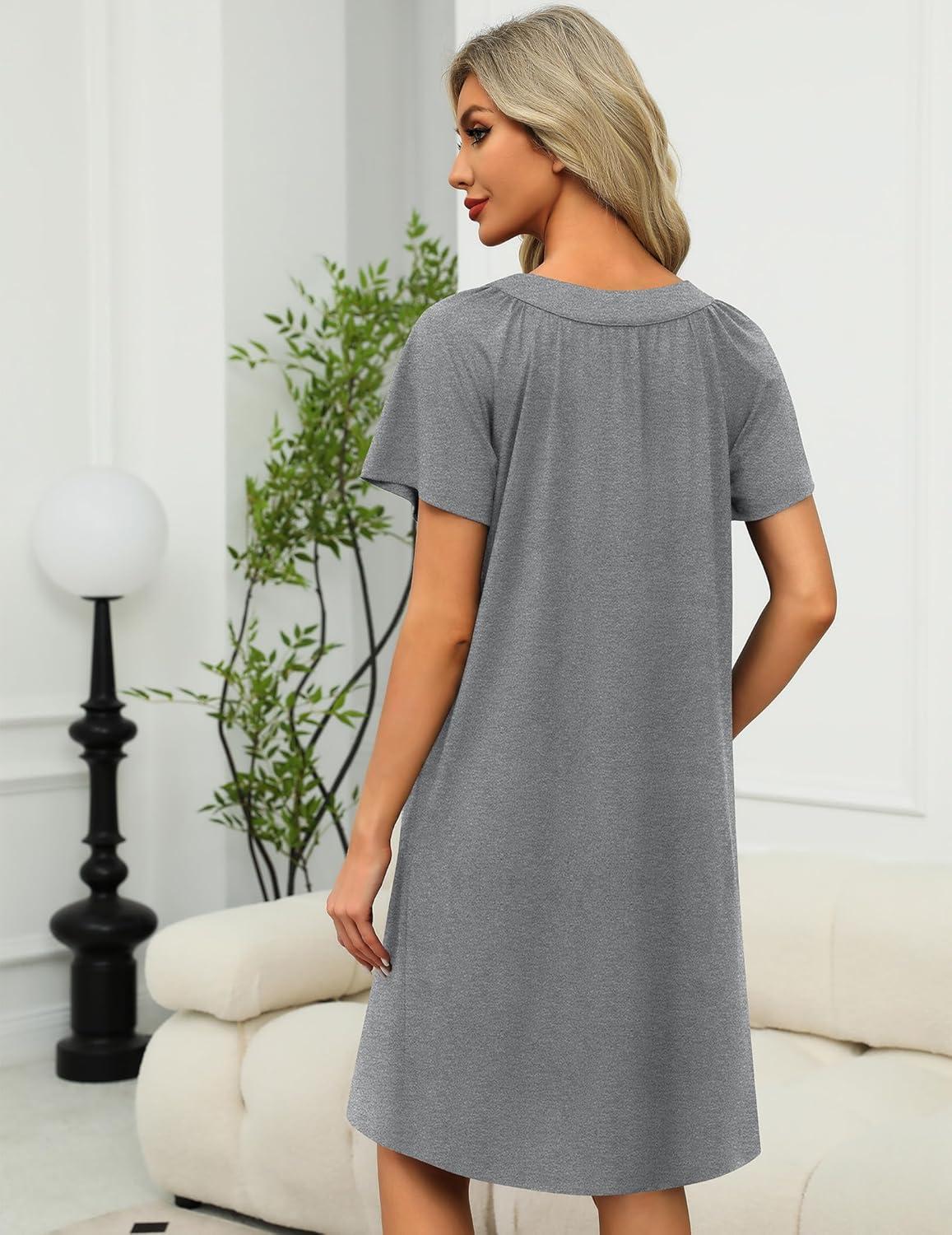 imageEkouaer Women Robe Zipper Front Mumu Duster Robes Zip Up Housecoat Soft Sleepwear with PocketsGrey