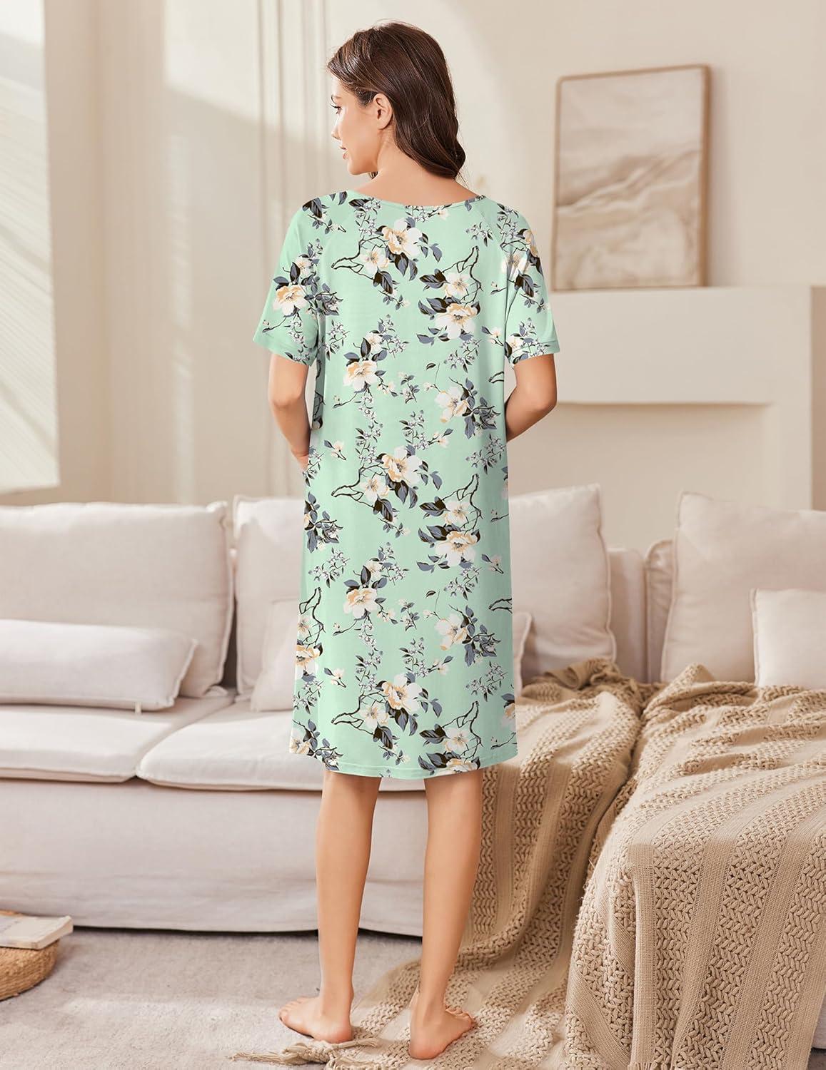 imageEkouaer Women Zip Up Robe Short Bathrobe Lightweight House Coats Floral Print House Dress with Pockets Nightgown S3XLAqua Multi