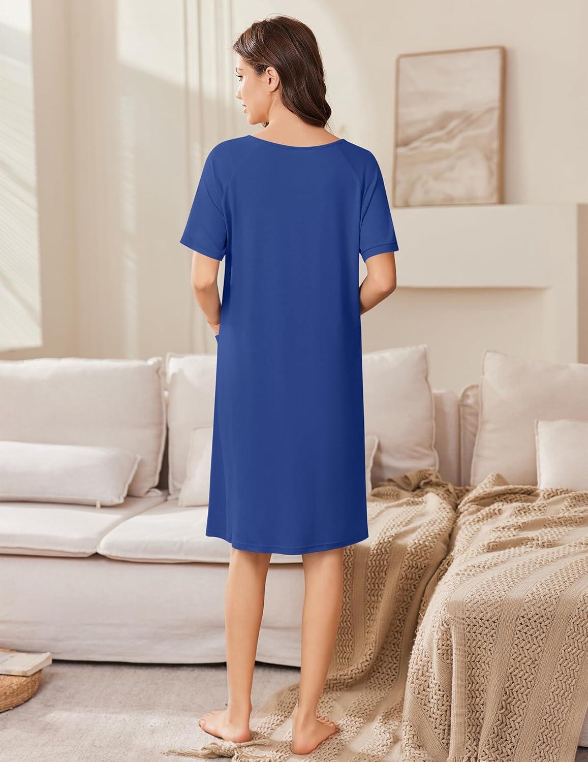 imageEkouaer Women Zip Up Robe Short Bathrobe Lightweight House Coats Floral Print House Dress with Pockets Nightgown S3XLDeep Blue