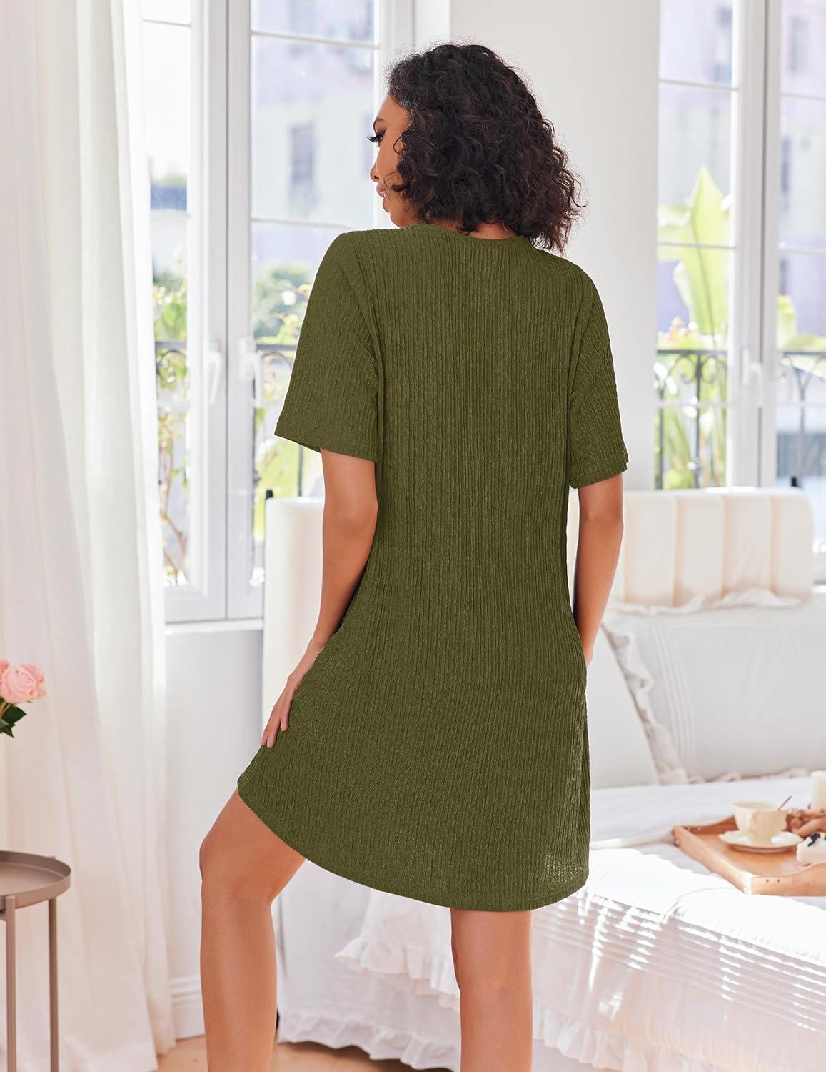 imageEkouaer Women Zipper Robes Knit Short Bathrobe Lightweight House Coat with Pockets Soft Nightgown SXXLArmy Green