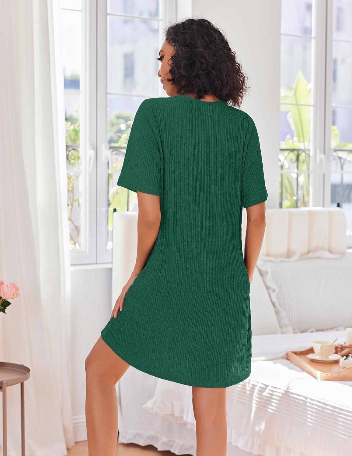 imageEkouaer Women Zipper Robes Knit Short Bathrobe Lightweight House Coat with Pockets Soft Nightgown SXXLGreen