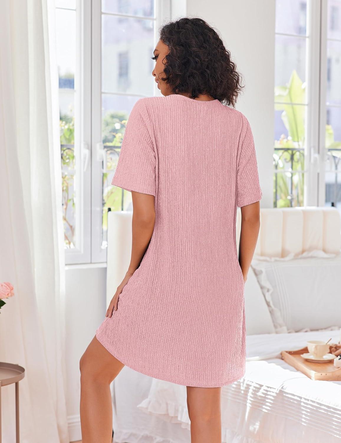 imageEkouaer Women Zipper Robes Knit Short Bathrobe Lightweight House Coat with Pockets Soft Nightgown SXXLHot Pink