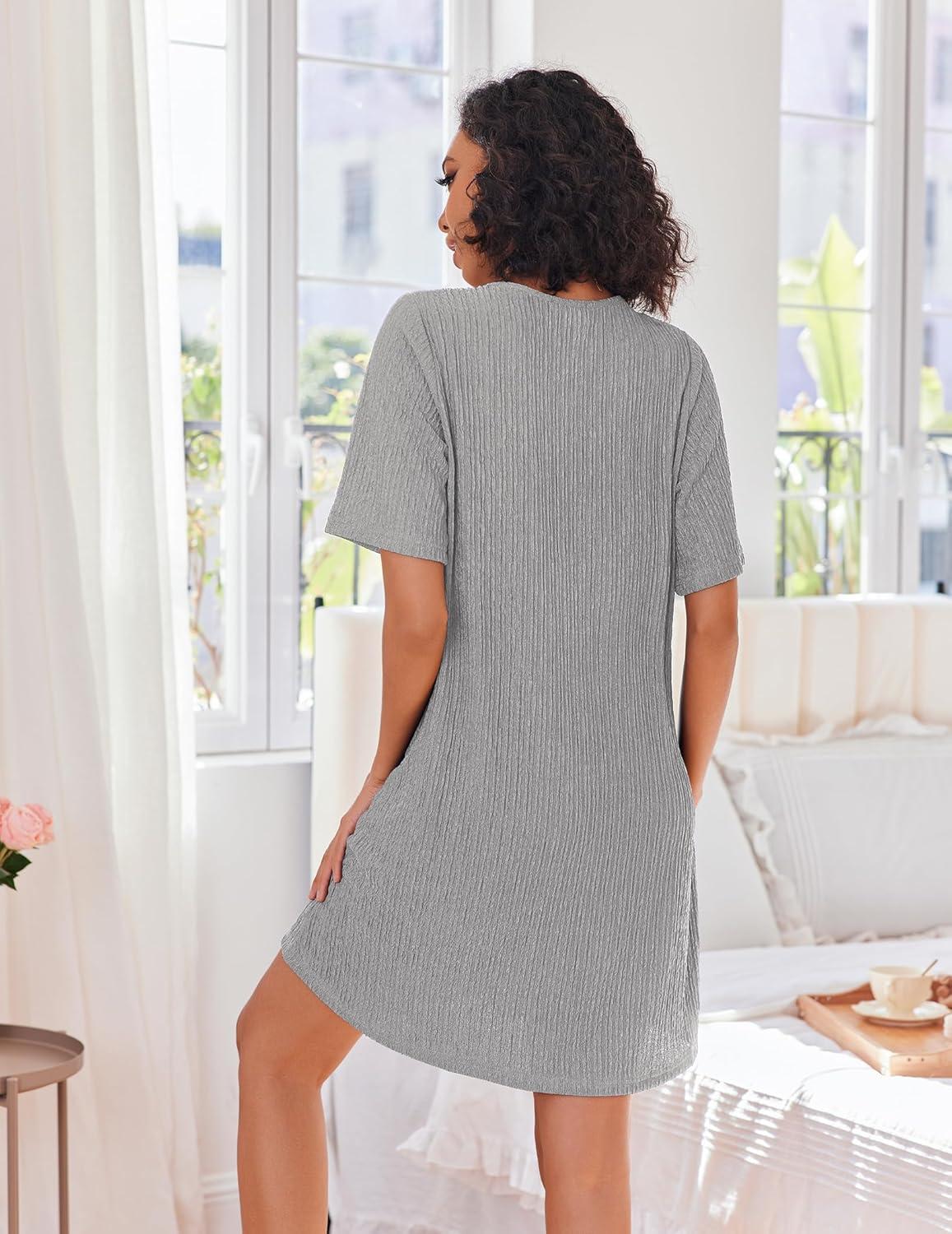 imageEkouaer Women Zipper Robes Knit Short Bathrobe Lightweight House Coat with Pockets Soft Nightgown SXXLLight Gray