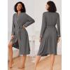 Ekouaer Kimono Robes for Women Long Lightweight Knit Bathrobe Shawl Soft Sleepwear Casual Ladies Loungewear S-XXL(Dark Gray)