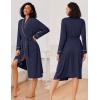 Ekouaer Kimono Robes for Women Long Lightweight Knit Bathrobe Shawl Soft Sleepwear Casual Ladies Loungewear S-XXL(Navy Blue)