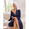 Ekouaer Kimono Robes for Women Long Lightweight Knit Bathrobe Shawl Soft Sleepwear Casual Ladies Loungewear S-XXL(Navy Blue)