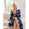 Ekouaer Kimono Robes for Women Long Lightweight Knit Bathrobe Shawl Soft Sleepwear Casual Ladies Loungewear S-XXL(Navy With Zebra Print)