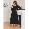 Ekouaer Long Nightgowns for Women Long Sleeve Sleepshirts Loungewear Casual Sleepwear Loose Sleep Dress with Pockets(Black)